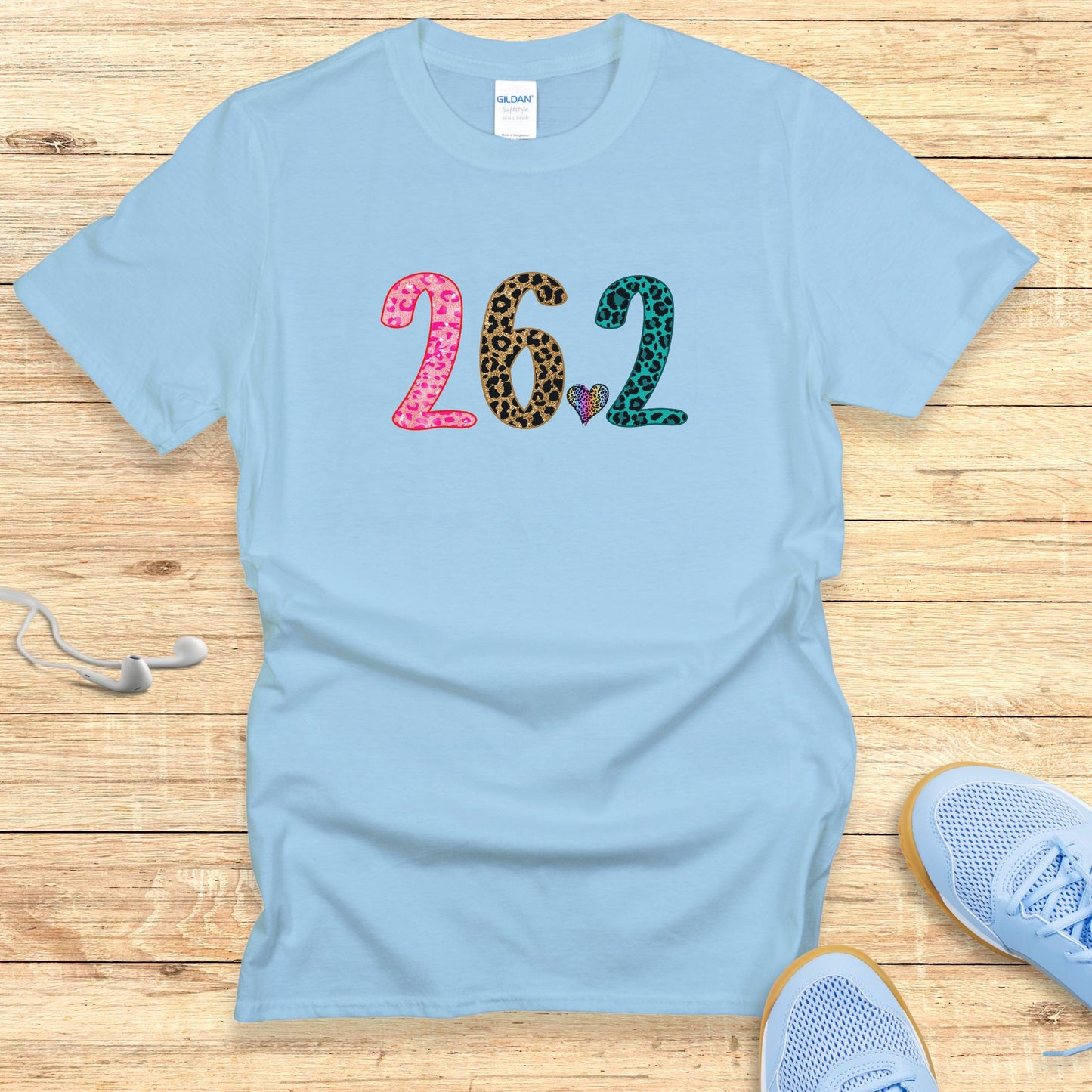 Running T-Shirt for Women Shirt Marathon 26.2 Leopard and Heart