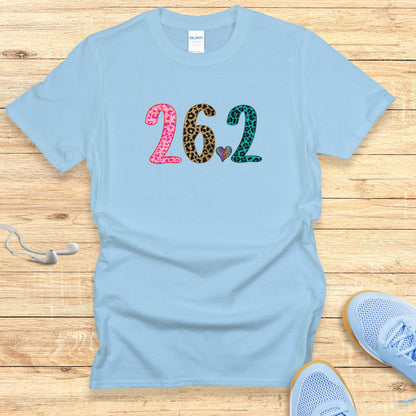 Running T-Shirt for Women Shirt Marathon 26.2 Leopard and Heart