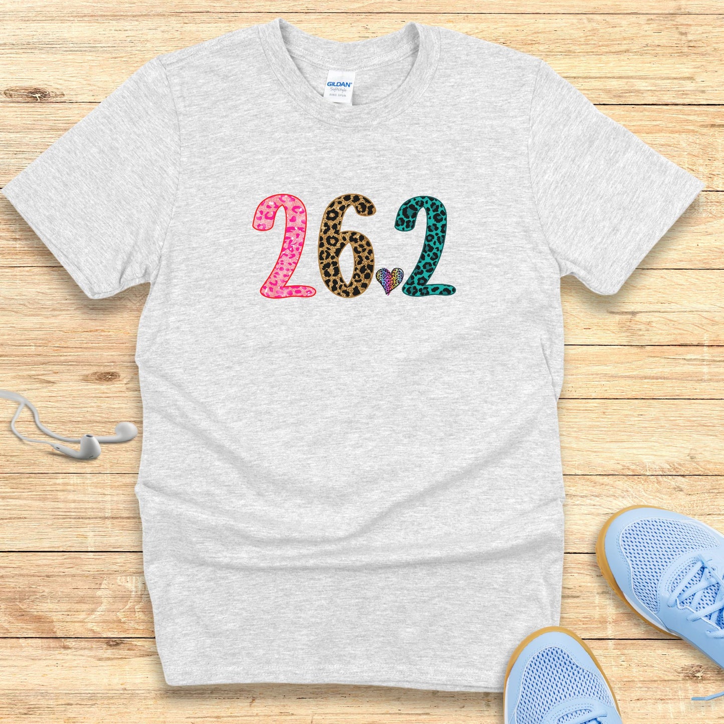 Running T-Shirt for Women Shirt Marathon 26.2 Leopard and Heart