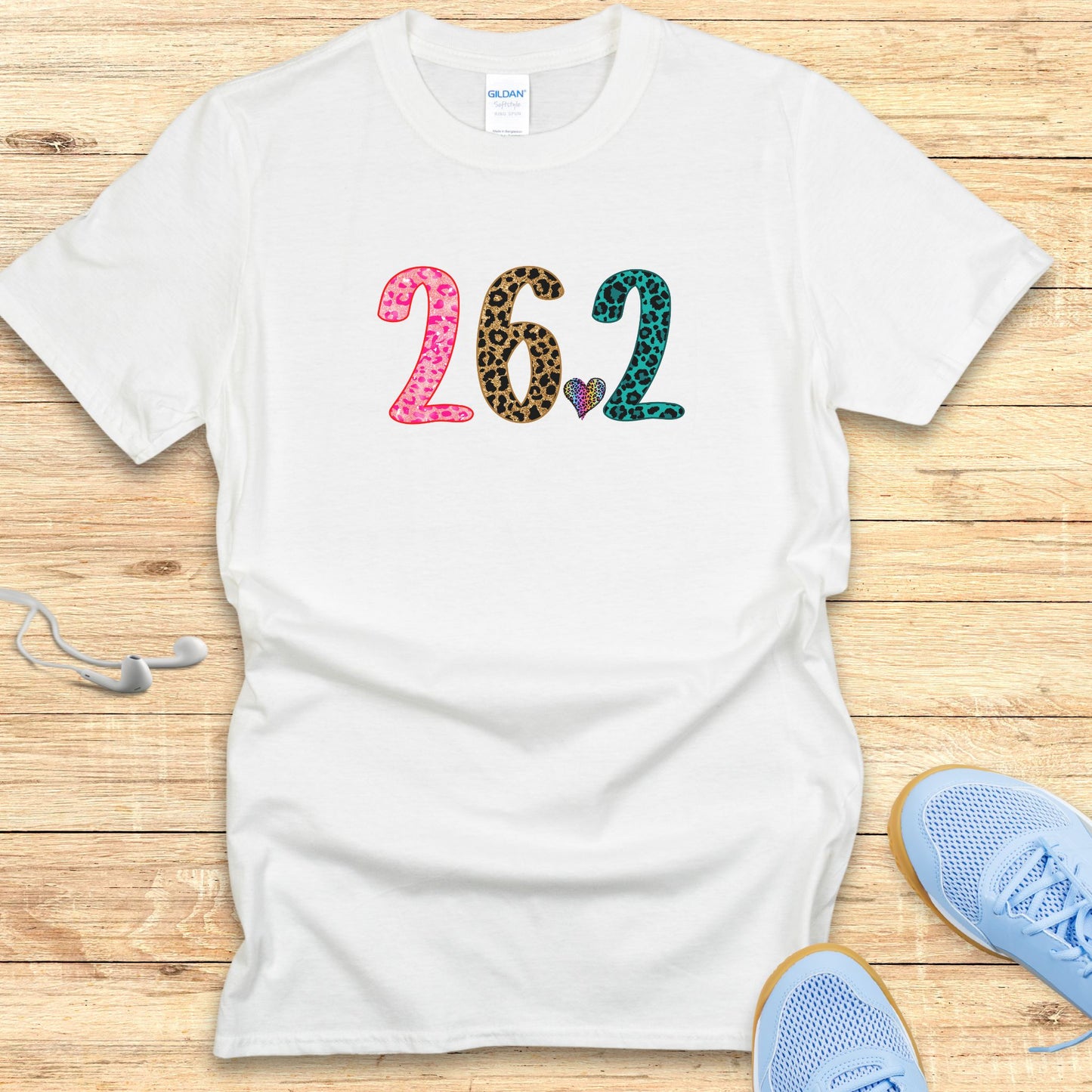 Running T-Shirt for Women Shirt Marathon 26.2 Leopard and Heart