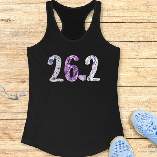 Running Racerback Tank Top for Women Marathon 26.2 Wild Flowers