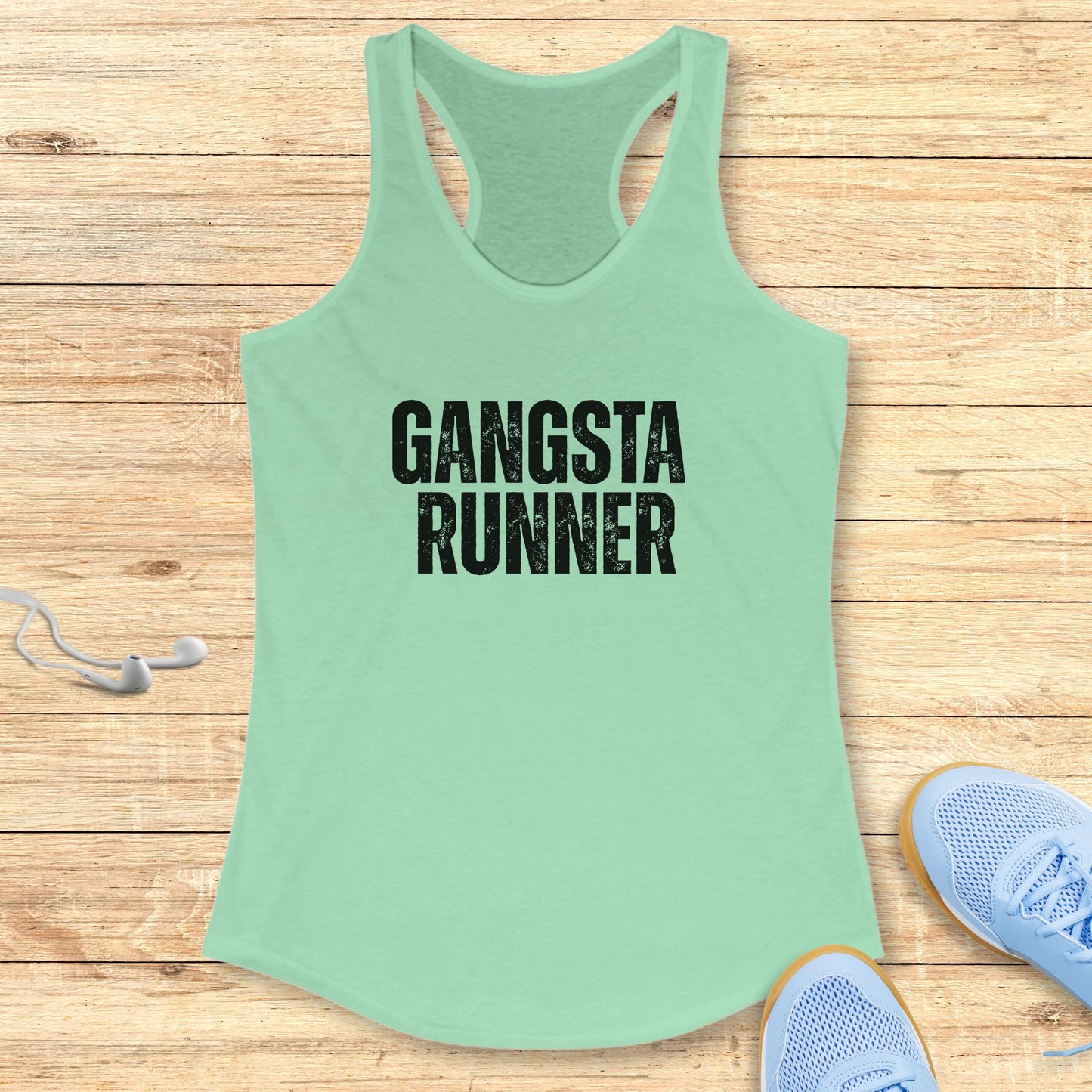 Empowering Running Racerback Tank Top for Women Gangsta