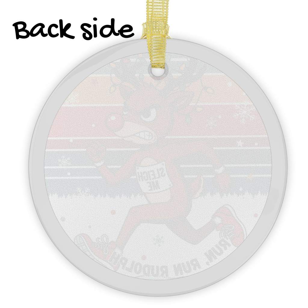 Run Rudolph Glass Ornament