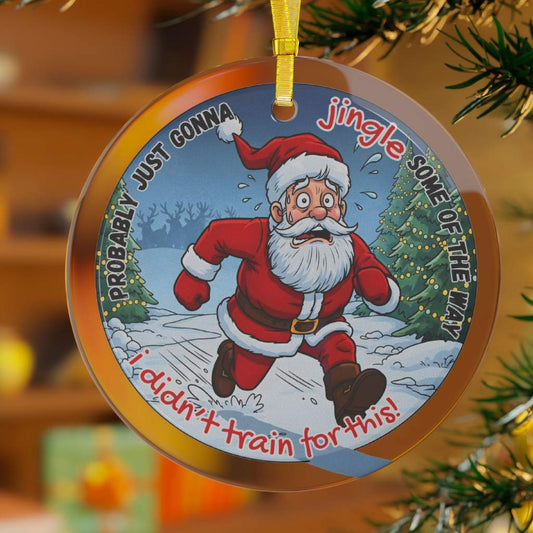 Jingle Santa Glass Ornament