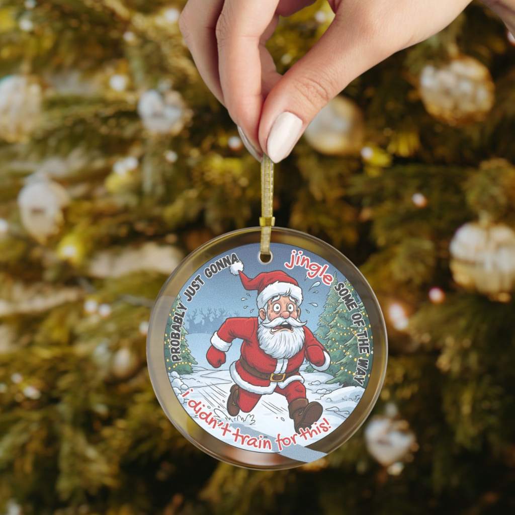 Jingle Santa Glass Ornament