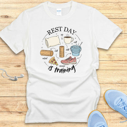 Empowering Running Shirt Women Runners T-Shirt Rest Day is Training