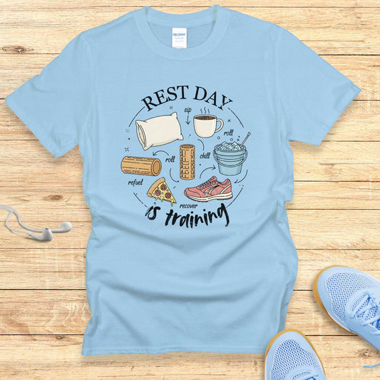 Empowering Running Shirt Women Runners T-Shirt Rest Day is Training