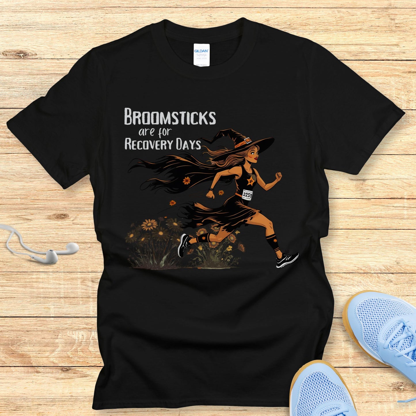 Funny Halloween Running Shirt for Women T-Shirt Broomsticks Are for Recovery Days