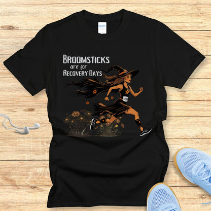Funny Halloween Running Shirt for Women T-Shirt Broomsticks Are for Recovery Days