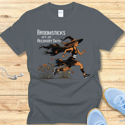 Funny Halloween Running Shirt for Women T-Shirt Broomsticks Are for Recovery Days