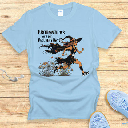 Funny Halloween Running Shirt for Women T-Shirt Broomsticks Are for Recovery Days