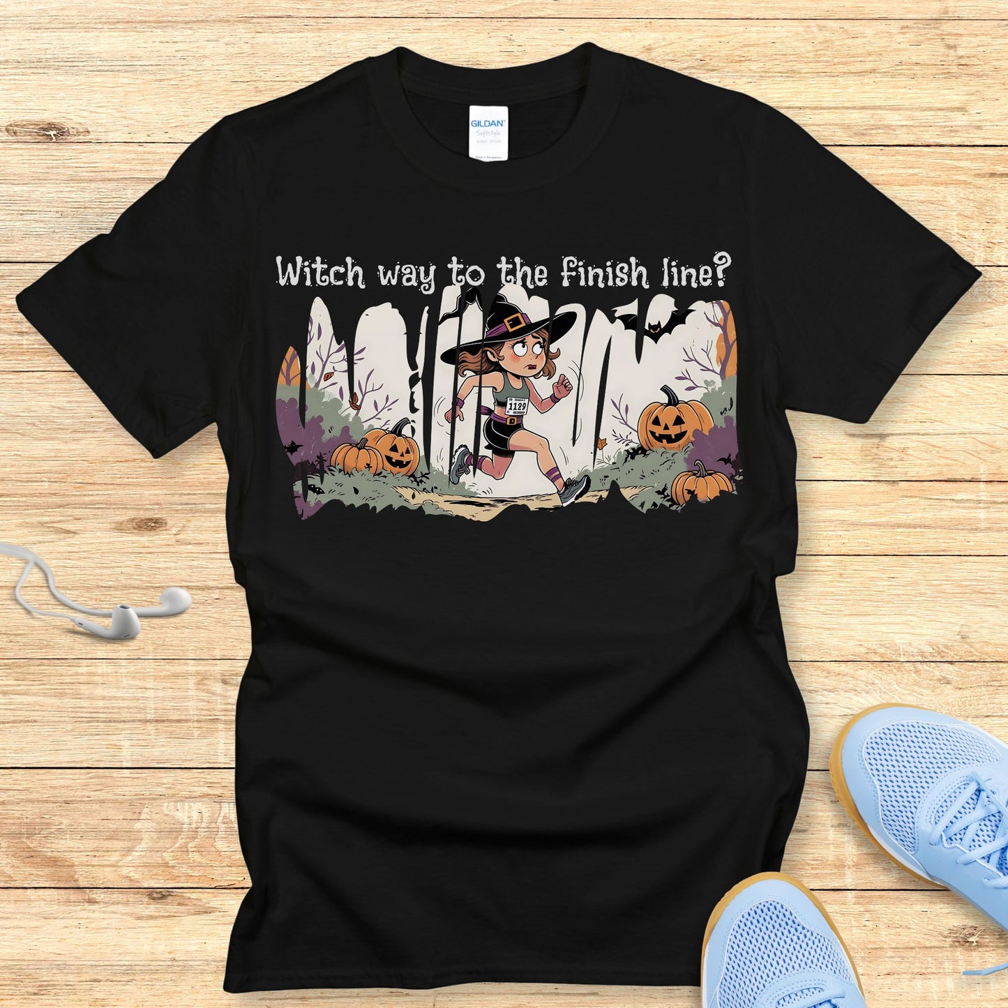 Funny Halloween Running Shirt for Women T-Shirt Witch Way