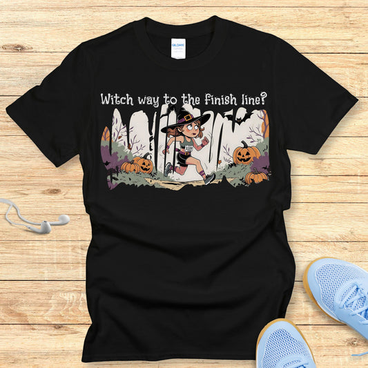 Funny Halloween Running Shirt for Women T-Shirt Witch Way