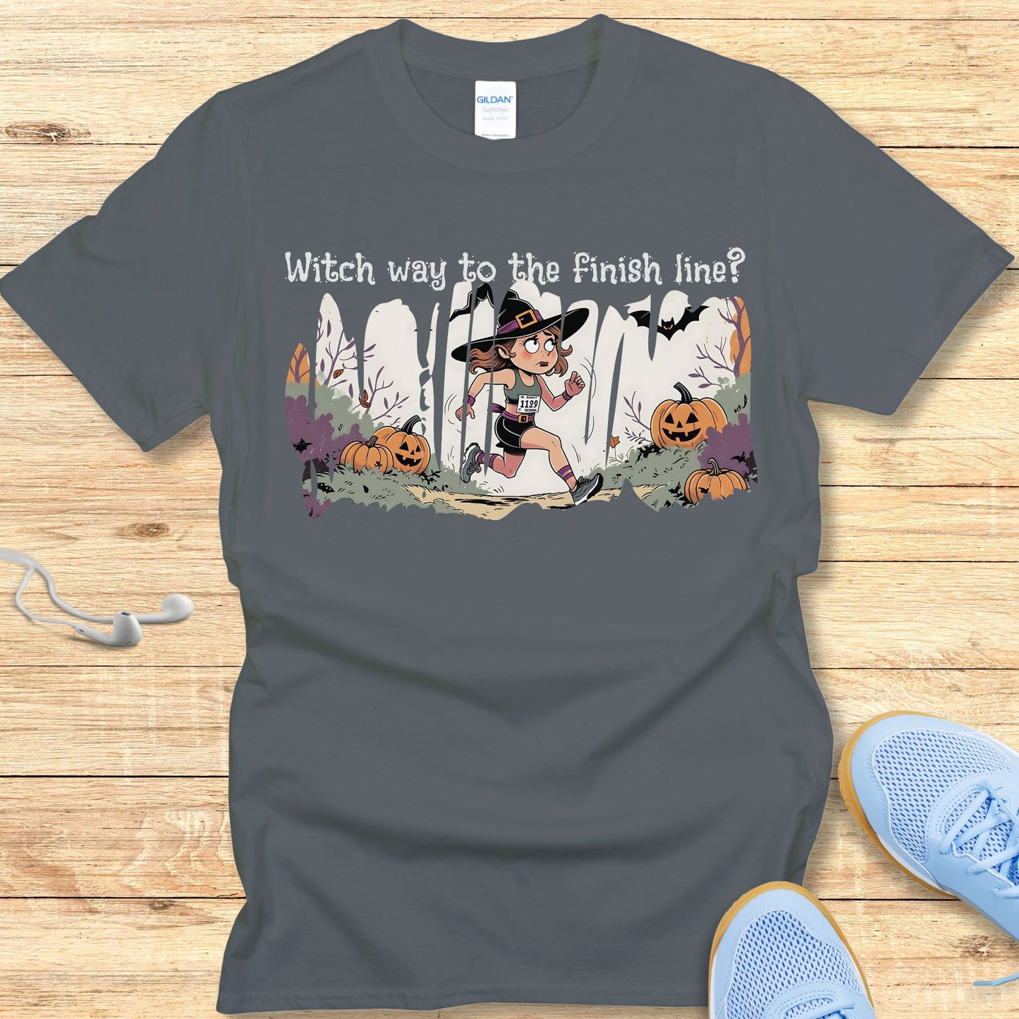 Funny Halloween Running Shirt for Women T-Shirt Witch Way