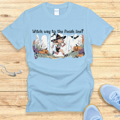 Funny Halloween Running Shirt for Women T-Shirt Witch Way