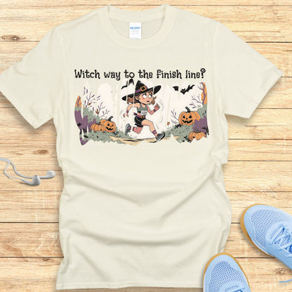 Funny Halloween Running Shirt for Women T-Shirt Witch Way