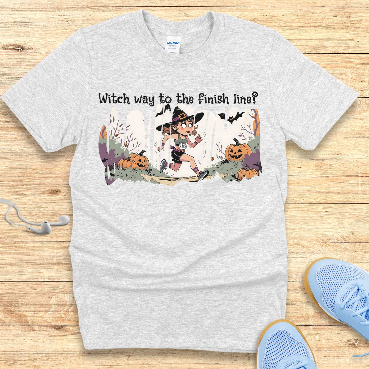 Funny Halloween Running Shirt for Women T-Shirt Witch Way