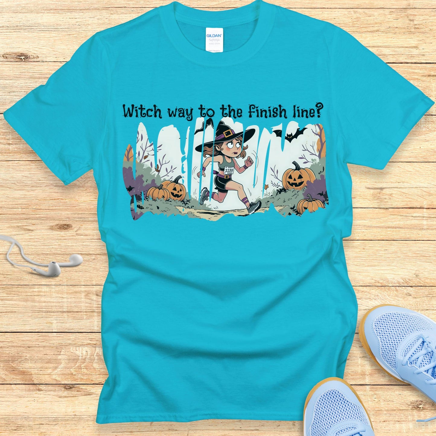 Funny Halloween Running Shirt for Women T-Shirt Witch Way