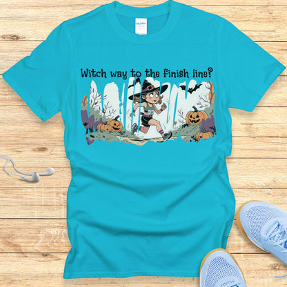 Funny Halloween Running Shirt for Women T-Shirt Witch Way