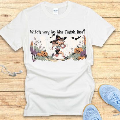 Funny Halloween Running Shirt for Women T-Shirt Witch Way