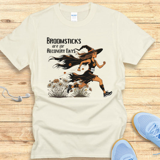 Funny Halloween Running Shirt for Women T-Shirt Broomsticks Are for Recovery Days