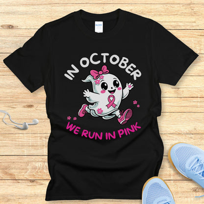 Halloween Running Shirt for Women T-Shirt Breast Cancer Awareness