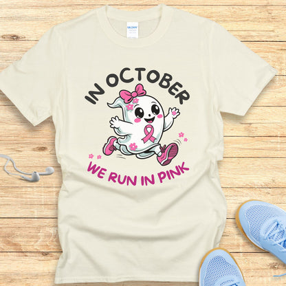 Halloween Running Shirt for Women T-Shirt Breast Cancer Awareness
