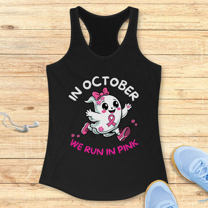Halloween Running Racerback Tank Top for Women Breast Cancer Awareness