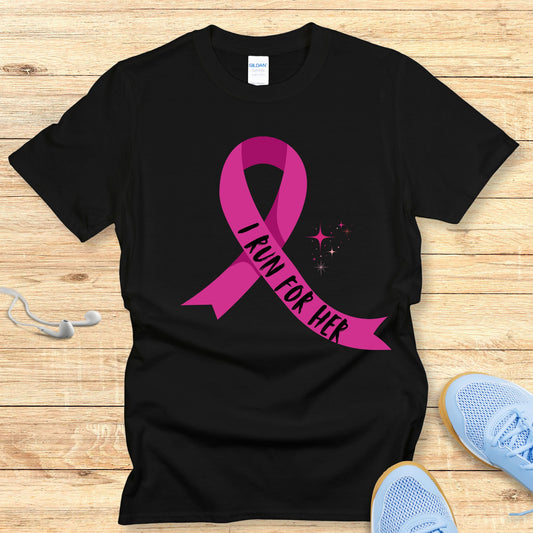 Running Shirt for Women T-Shirt Breast Cancer Awareness Run for Her