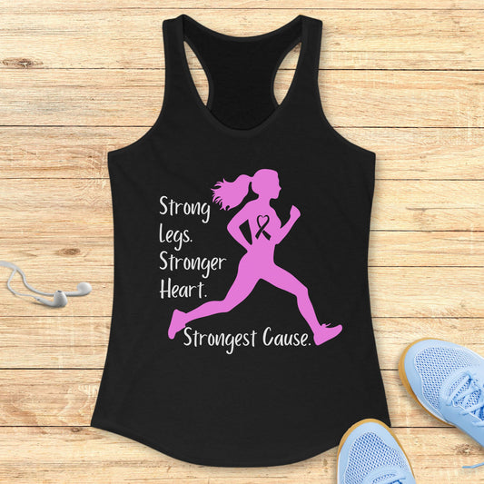 Running Racerback Tank Top for Women Breast Cancer Awareness Strongest Cause