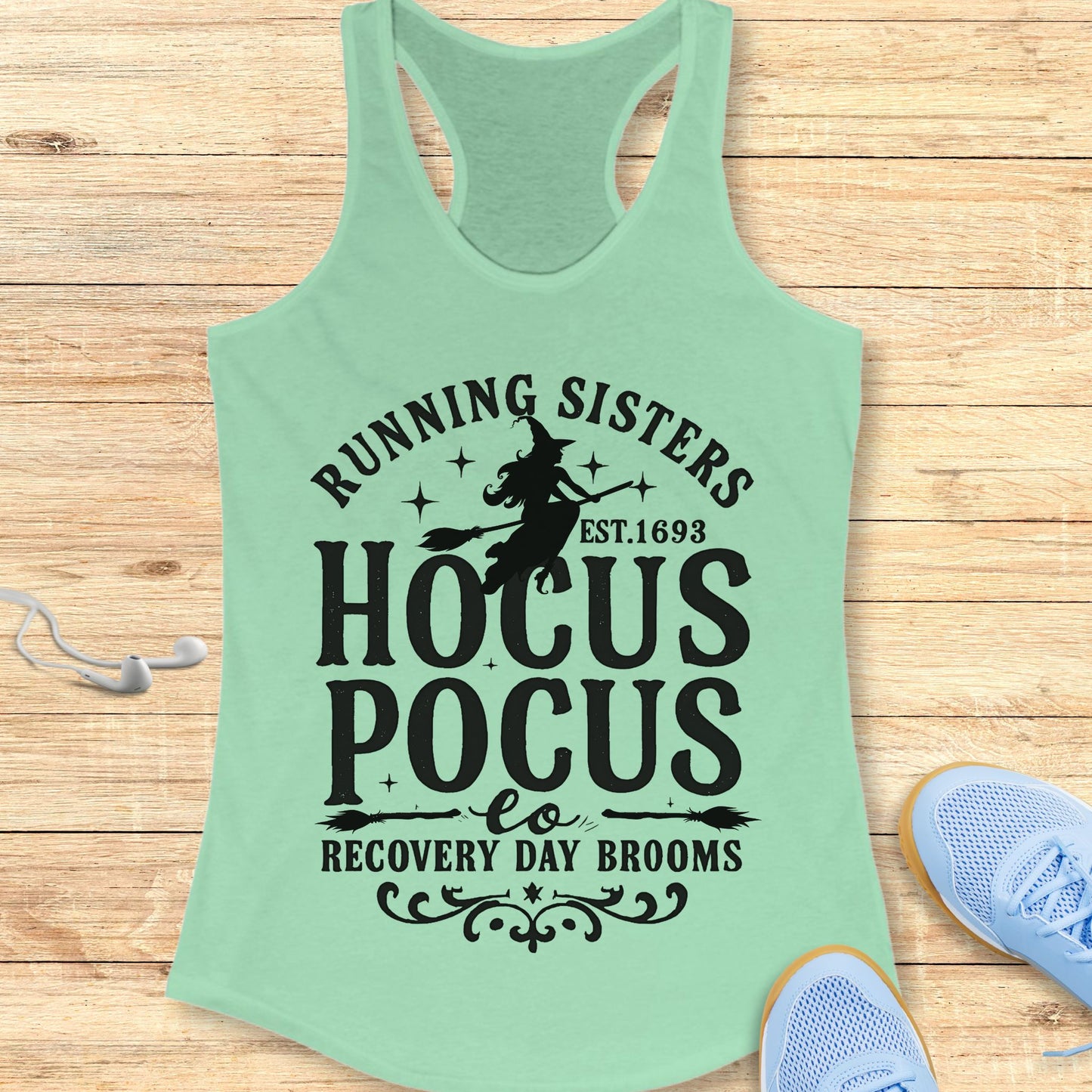 Halloween Funny Running Racerback Tank Top for Women Running Sisters