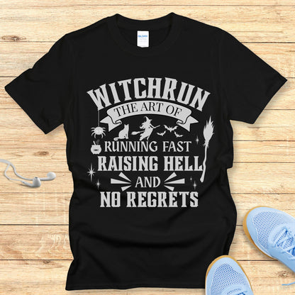 Halloween Funny Running Shirt for Women T-Shirt Witchrun Art