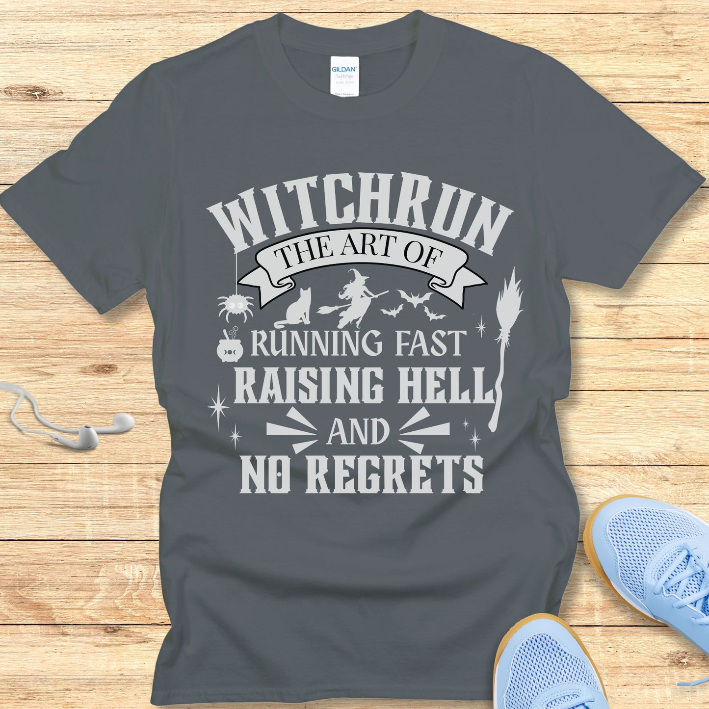 Halloween Funny Running Shirt for Women T-Shirt Witchrun Art