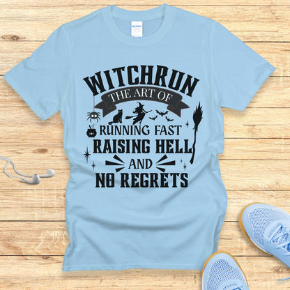 Halloween Funny Running Shirt for Women T-Shirt Witchrun Art