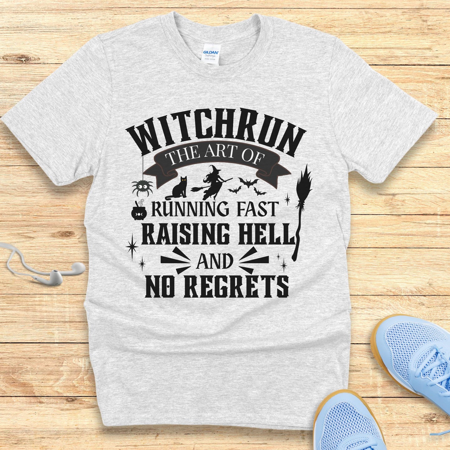 Halloween Funny Running Shirt for Women T-Shirt Witchrun Art
