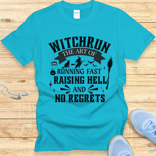 Halloween Funny Running Shirt for Women T-Shirt Witchrun Art