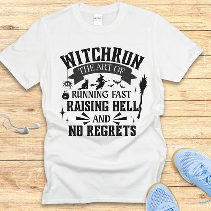Halloween Funny Running Shirt for Women T-Shirt Witchrun Art