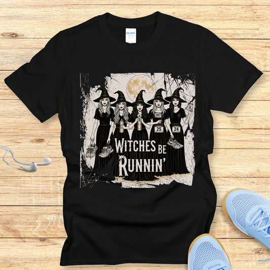 Halloween Running Shirt for Women T-Shirt Witches Be Running