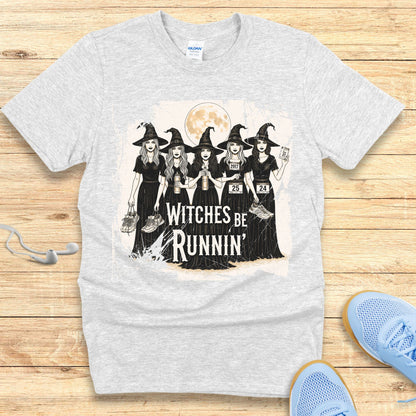 Halloween Running Shirt for Women T-Shirt Witches Be Running