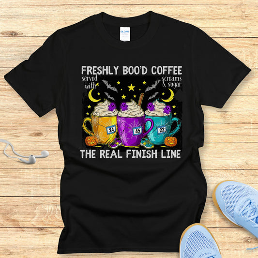Halloween Funny Running Shirt for Women T-Shirt Freshly Bood Coffee