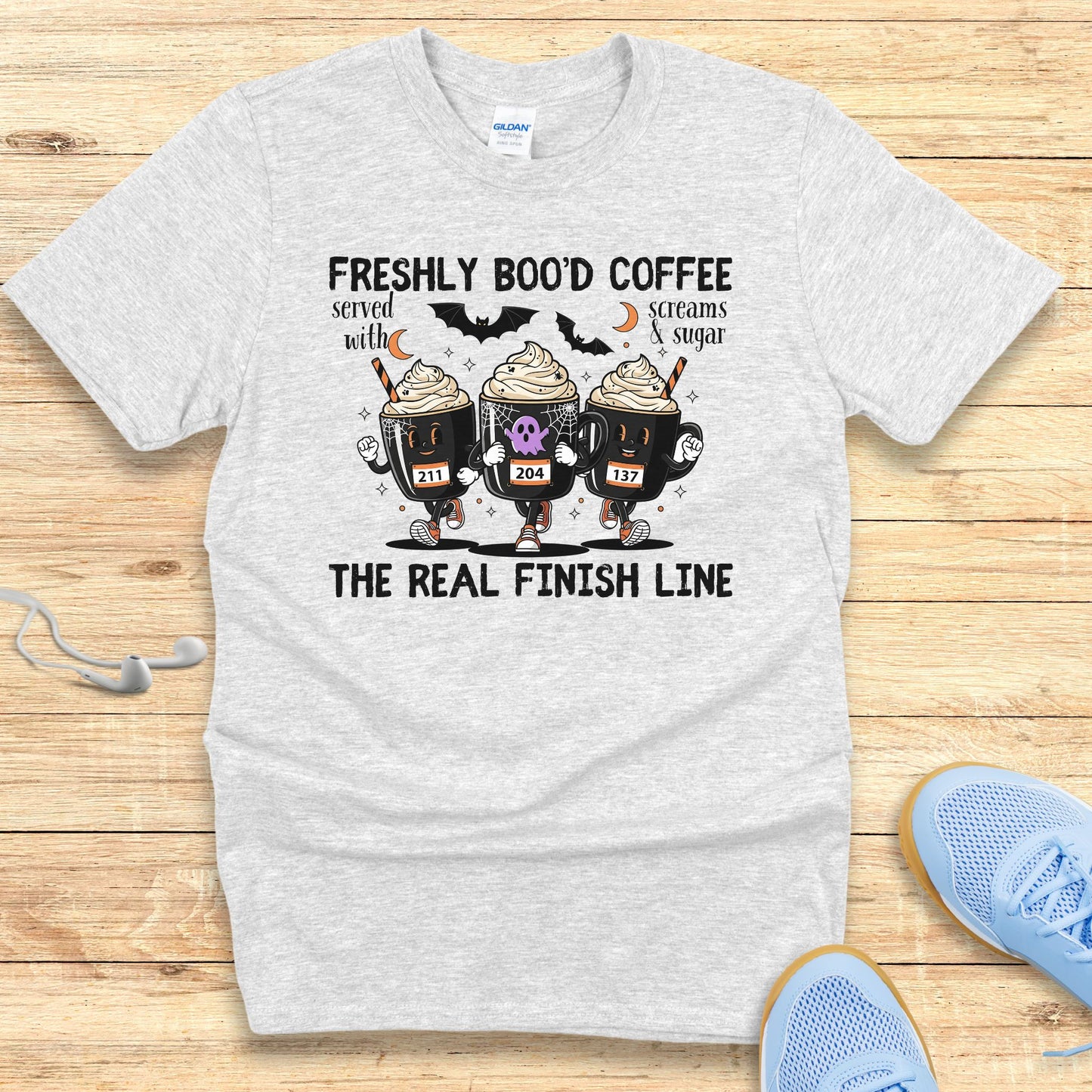 Halloween Funny Running Shirt for Women T-Shirt Freshly Bood Coffee