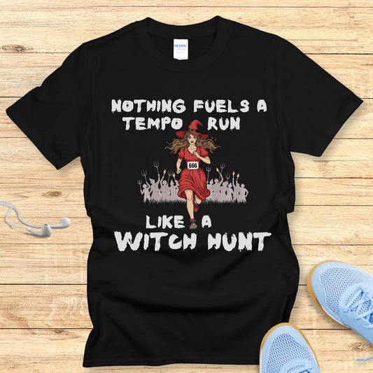 Halloween Funny Running Shirt for Women T-Shirt Witch Hunt Tempo Run