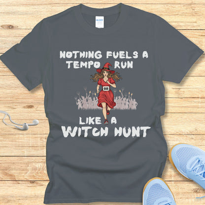 Halloween Funny Running Shirt for Women T-Shirt Witch Hunt Tempo Run