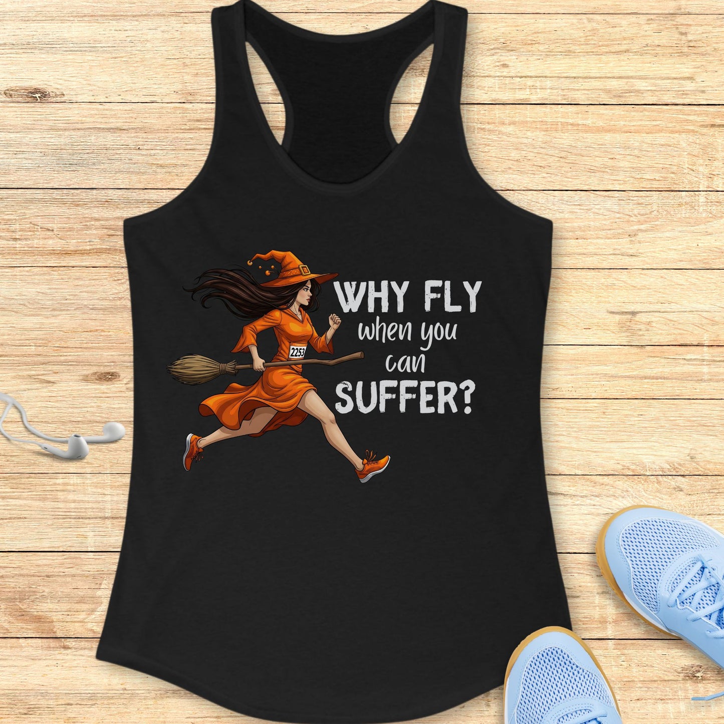 Halloween Funny Running Racerback Tank Top for Women Why Fly