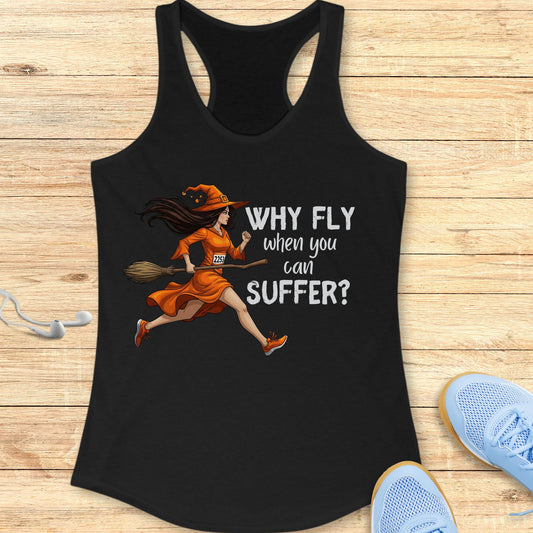 Halloween Funny Running Racerback Tank Top for Women Why Fly