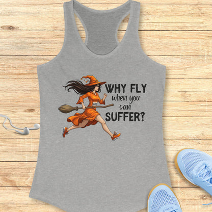 Halloween Funny Running Racerback Tank Top for Women Why Fly