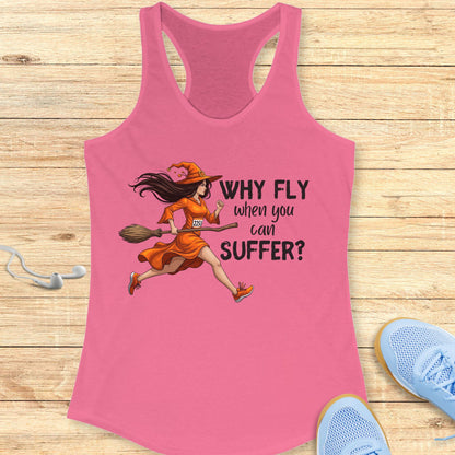 Halloween Funny Running Racerback Tank Top for Women Why Fly
