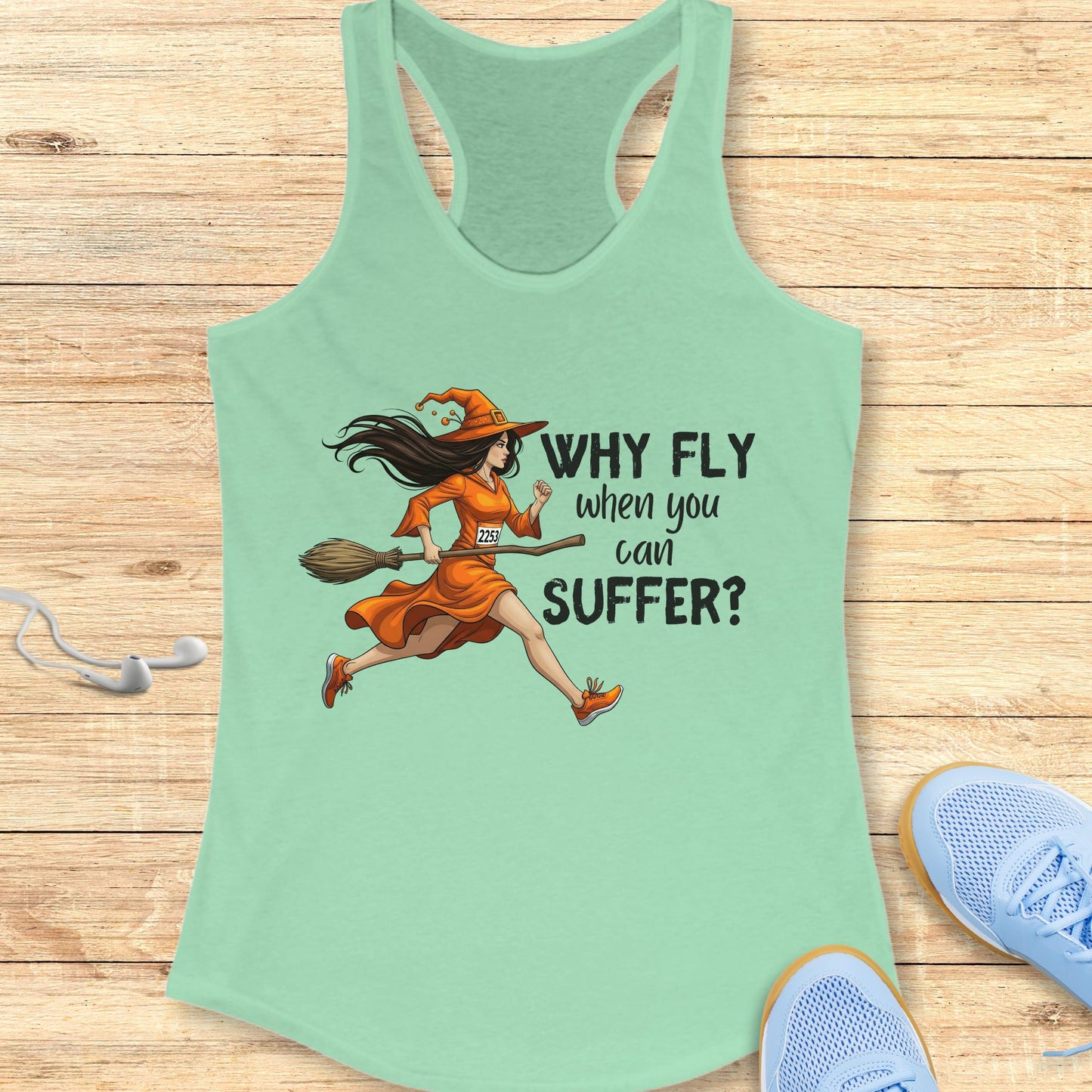 Halloween Funny Running Racerback Tank Top for Women Why Fly