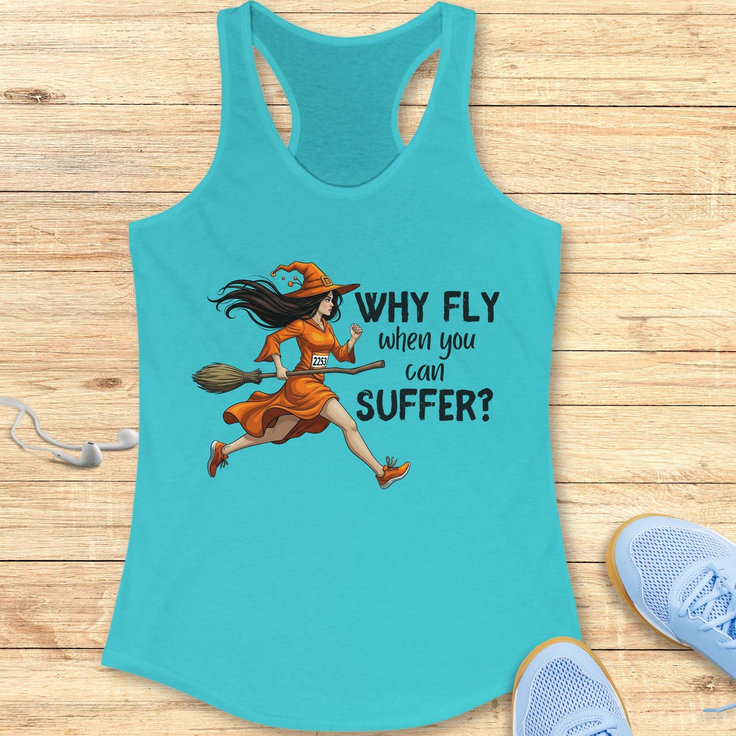 Halloween Funny Running Racerback Tank Top for Women Why Fly