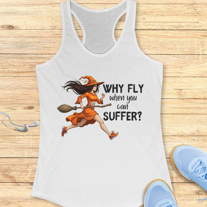 Halloween Funny Running Racerback Tank Top for Women Why Fly